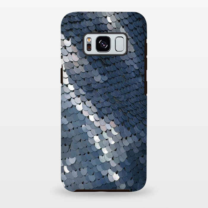 Galaxy S8 plus StrongFit Shiny Blue Gray Sequins by Andrea Haase