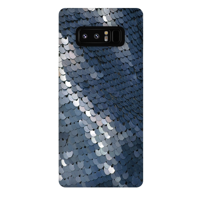 Galaxy Note 8 StrongFit Shiny Blue Gray Sequins by Andrea Haase