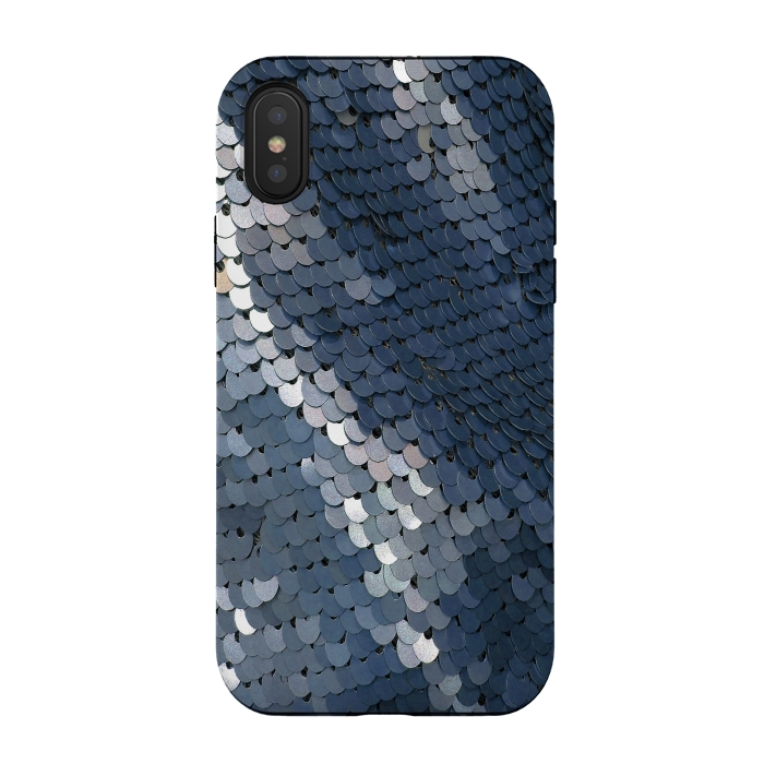 iPhone Xs / X StrongFit Shiny Blue Gray Sequins by Andrea Haase