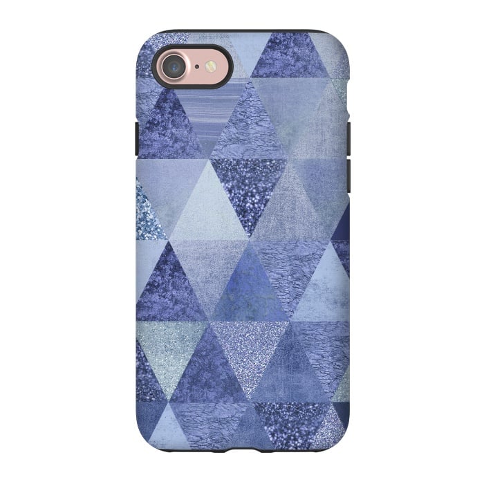 iPhone 7 StrongFit Blue Glitter Triangle Pattern by Andrea Haase