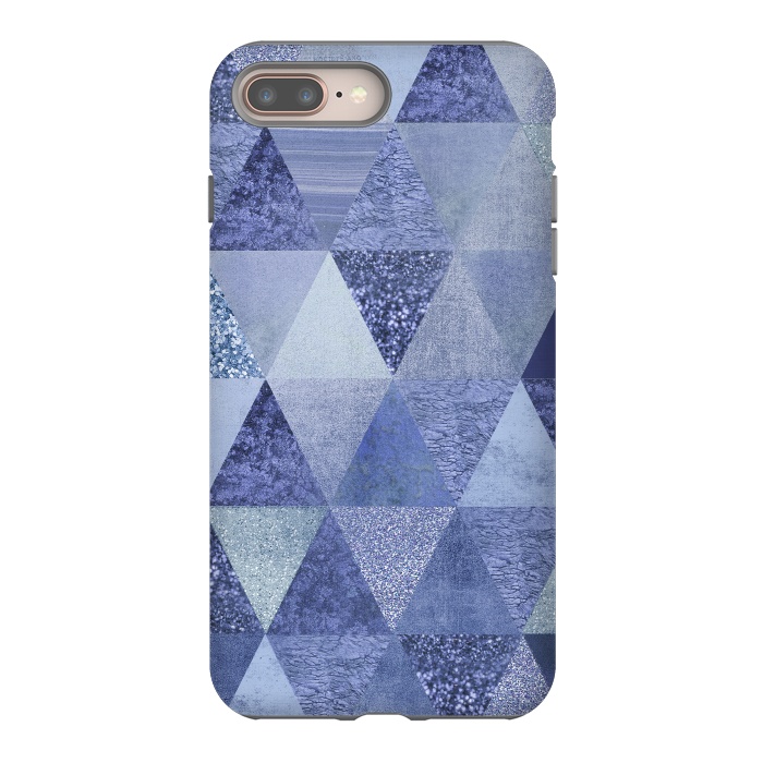 iPhone 7 plus StrongFit Blue Glitter Triangle Pattern by Andrea Haase