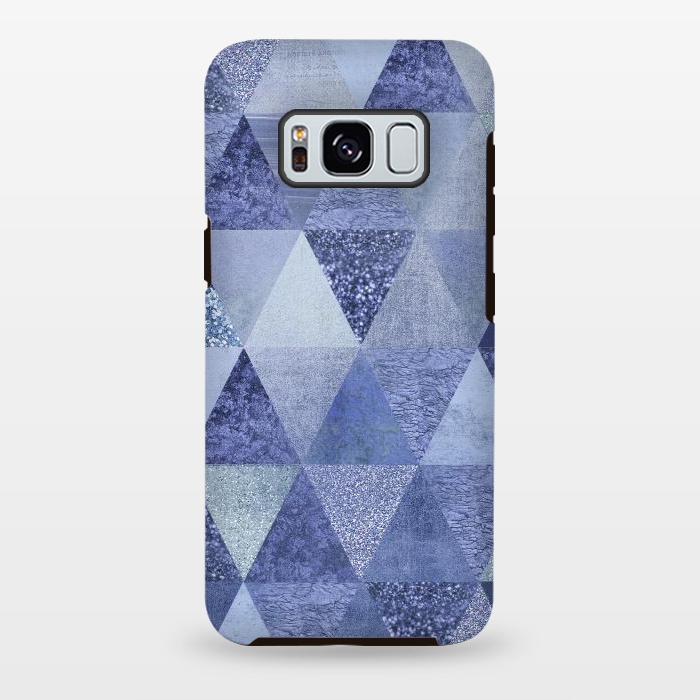 Galaxy S8 plus StrongFit Blue Glitter Triangle Pattern by Andrea Haase