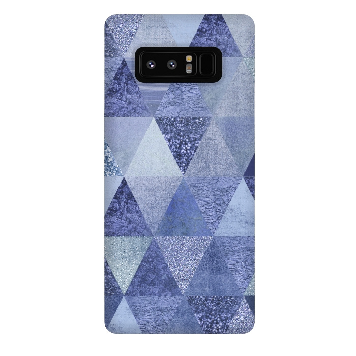 Galaxy Note 8 StrongFit Blue Glitter Triangle Pattern by Andrea Haase