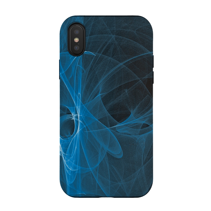 iPhone Xs / X StrongFit Blue Light Fractals On Black by Andrea Haase