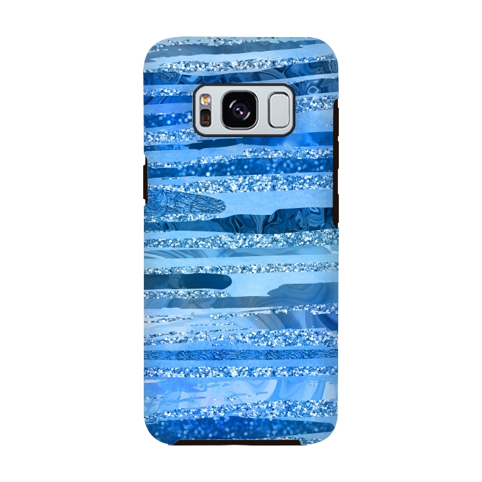 Galaxy S8 StrongFit Blue And Aqua Glitter Stripes by Andrea Haase