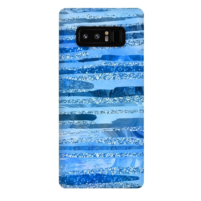 Galaxy Note 8 StrongFit Blue And Aqua Glitter Stripes by Andrea Haase