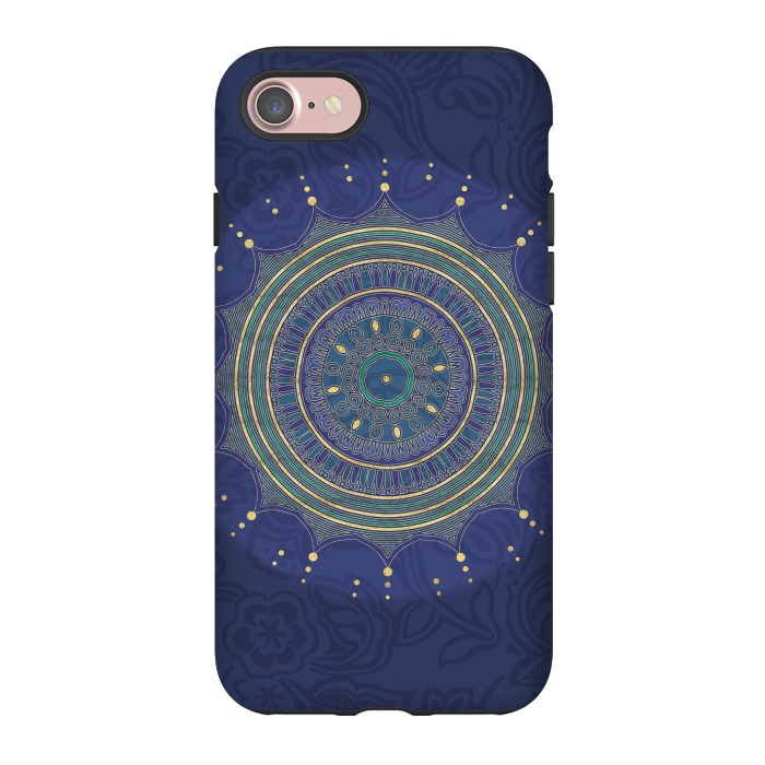 iPhone 7 StrongFit Blue Mandala With Gold by Andrea Haase