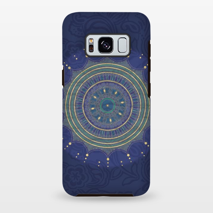 Galaxy S8 plus StrongFit Blue Mandala With Gold by Andrea Haase