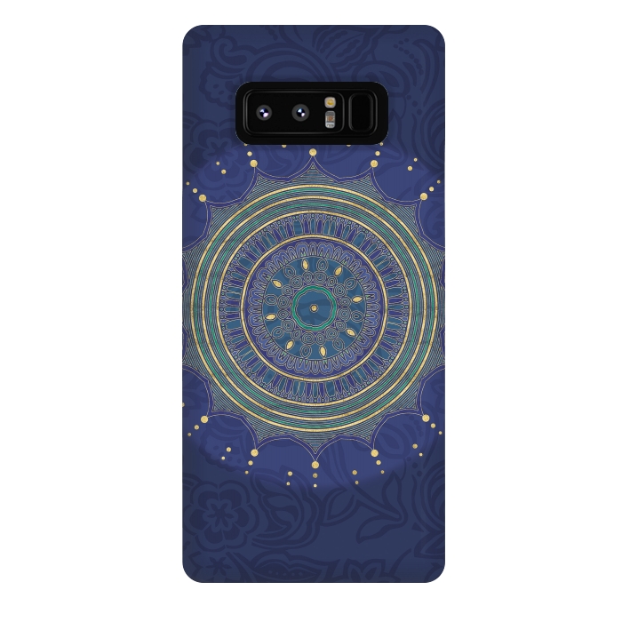 Galaxy Note 8 StrongFit Blue Mandala With Gold by Andrea Haase