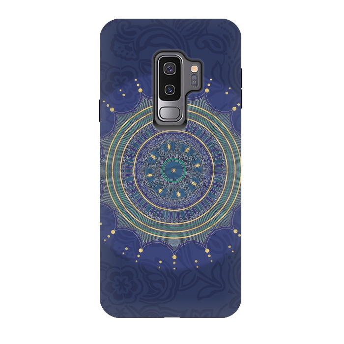 Galaxy S9 plus StrongFit Blue Mandala With Gold by Andrea Haase