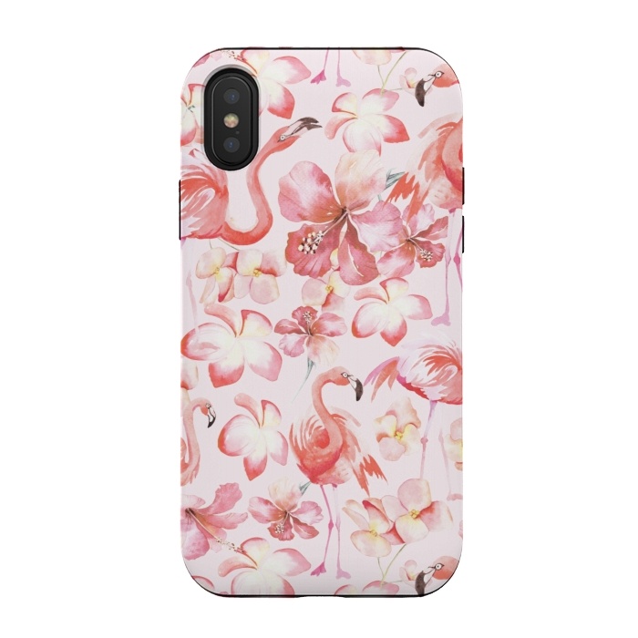 iPhone Xs / X StrongFit Pink Flamingo Aloha Dance by  Utart