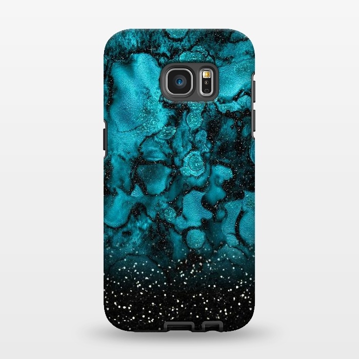Galaxy S7 EDGE StrongFit Indigo Blue Marble and Black Glitter by  Utart