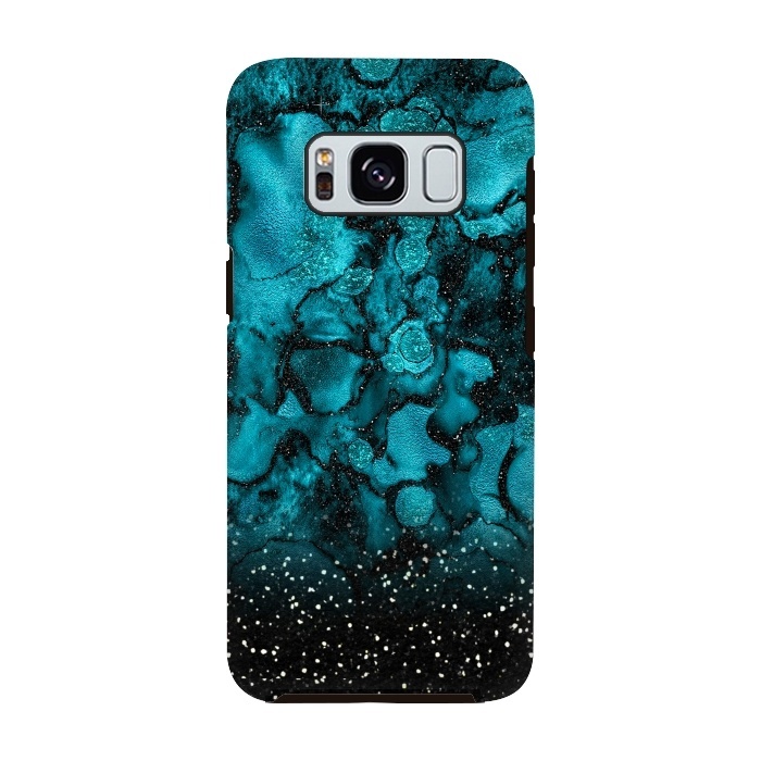 Galaxy S8 StrongFit Indigo Blue Marble and Black Glitter by  Utart