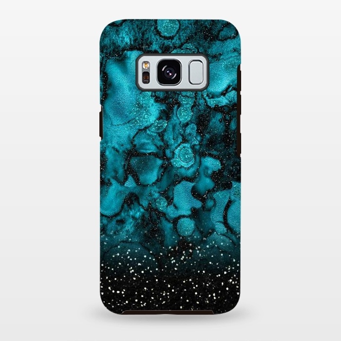 Galaxy S8 plus StrongFit Indigo Blue Marble and Black Glitter by  Utart