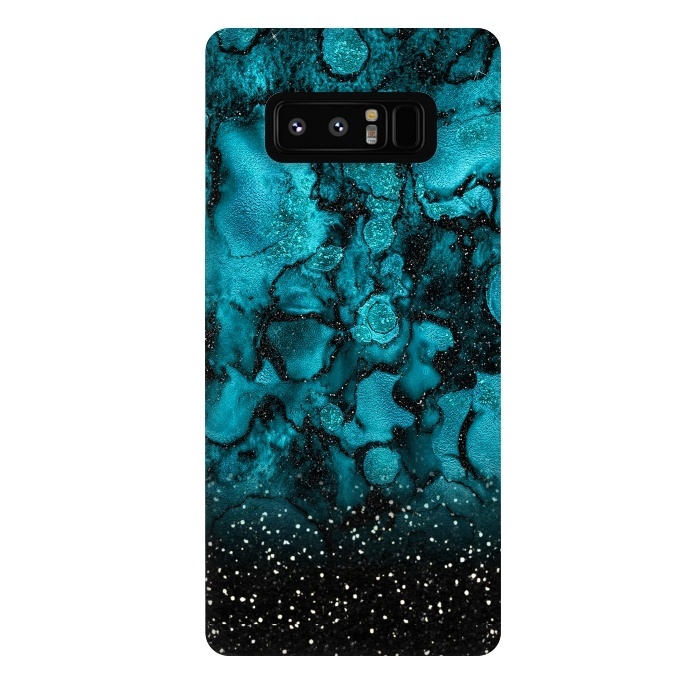 Galaxy Note 8 StrongFit Indigo Blue Marble and Black Glitter by  Utart