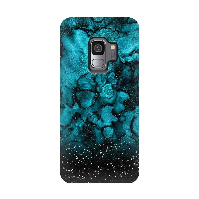 Galaxy S9 StrongFit Indigo Blue Marble and Black Glitter by  Utart