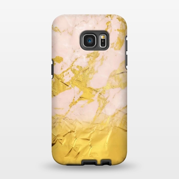 Galaxy S7 EDGE StrongFit Gold Foil and Pink Marble Glamour by  Utart
