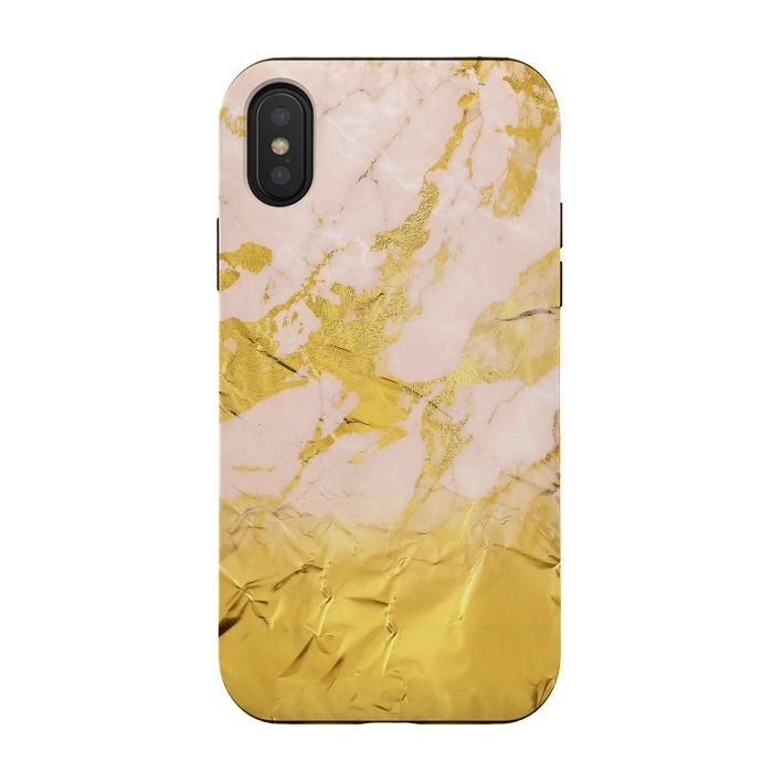 iPhone Xs / X StrongFit Gold Foil and Pink Marble Glamour by  Utart