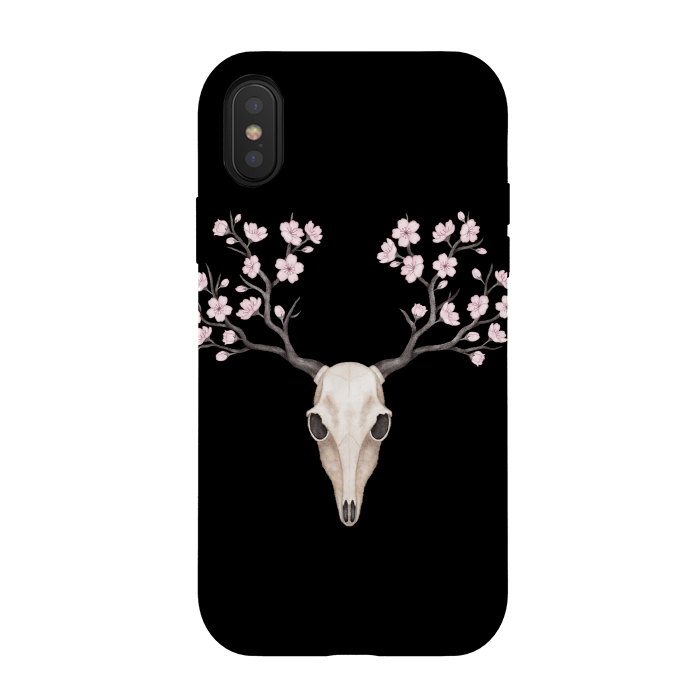 iPhone Xs / X StrongFit Deer skull black by Laura Nagel