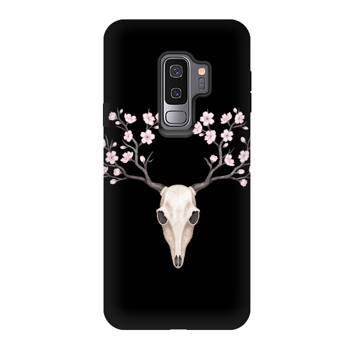 Galaxy S9 plus StrongFit Deer skull black by Laura Nagel