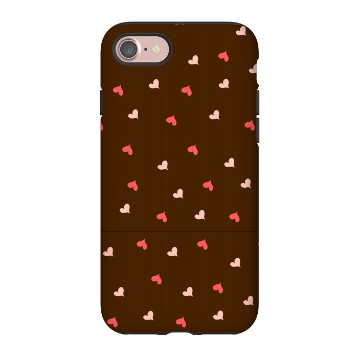 iPhone 7 StrongFit red hearts with brown background by MALLIKA