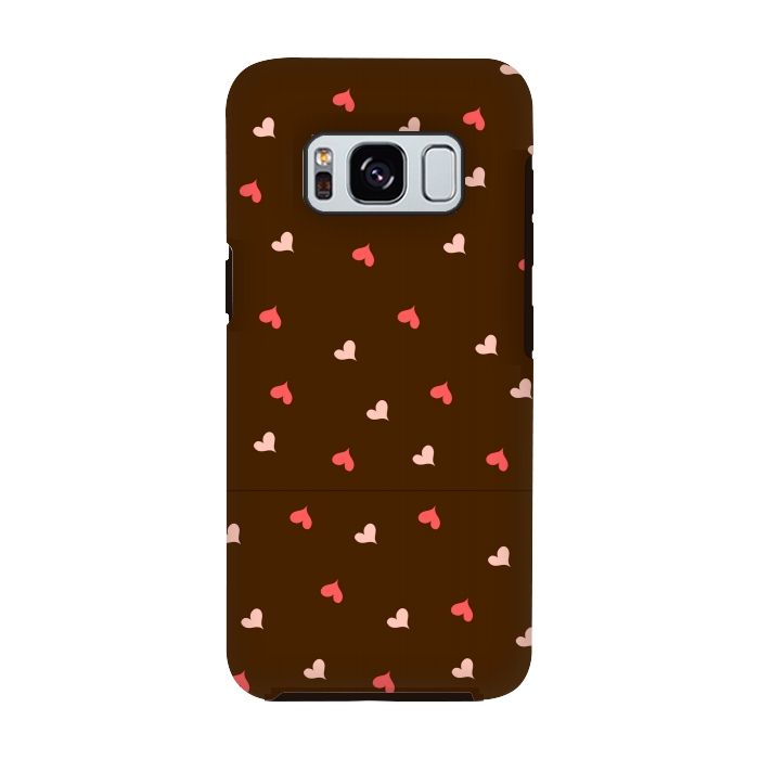 Galaxy S8 StrongFit red hearts with brown background by MALLIKA