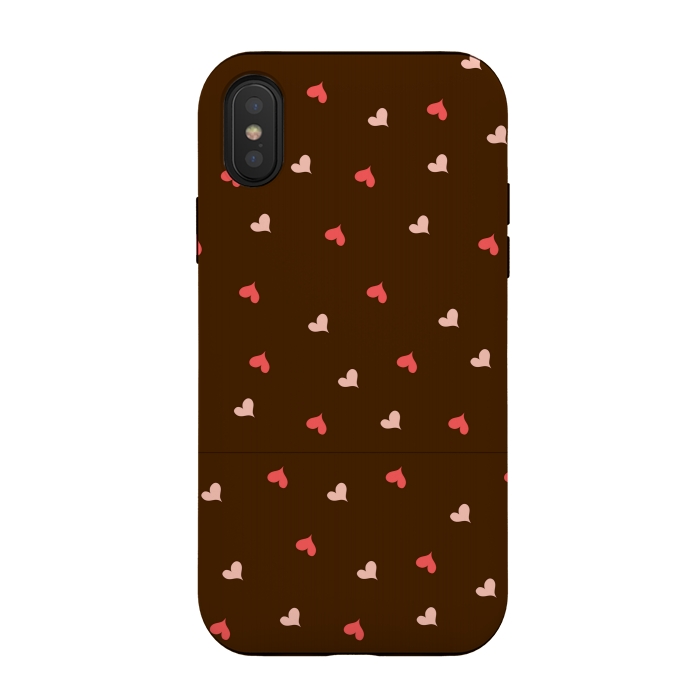 iPhone Xs / X StrongFit red hearts with brown background by MALLIKA