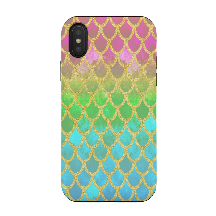 iPhone Xs / X StrongFit Pretty Mermaid Scales 115 by Angelika Parker