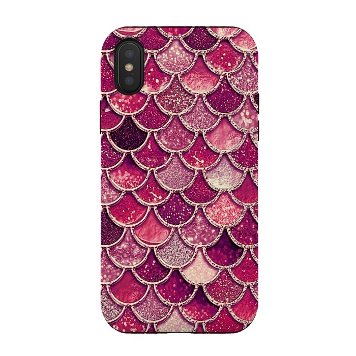 iPhone Xs / X StrongFit Pink and Purple Pretty Sparkling Mermaid Scales  by  Utart