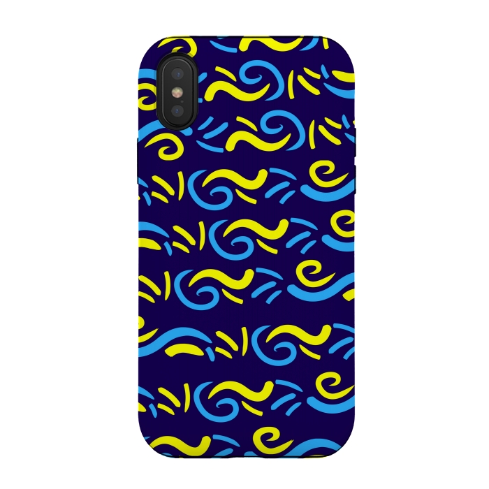 iPhone Xs / X StrongFit abstract pattern blue yellow by MALLIKA