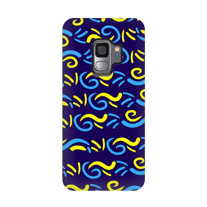 Galaxy S9 StrongFit abstract pattern blue yellow by MALLIKA