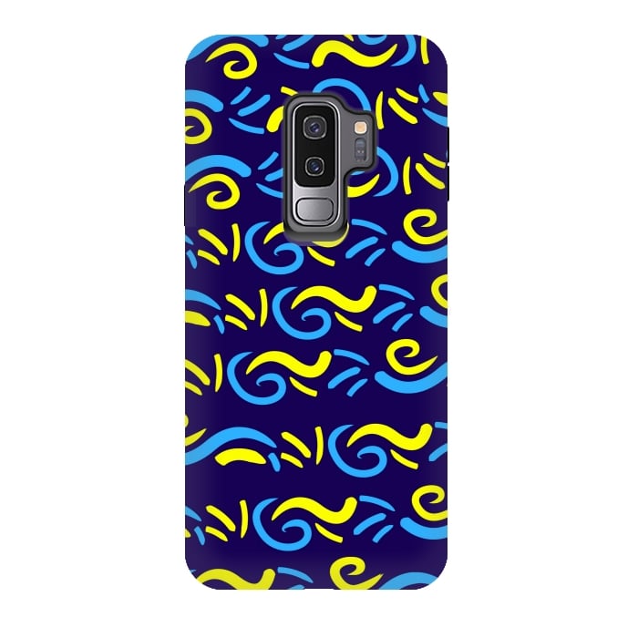 Galaxy S9 plus StrongFit abstract pattern blue yellow by MALLIKA