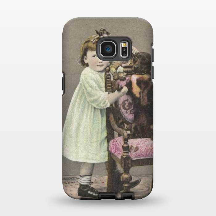 Galaxy S7 EDGE StrongFit Vintage Girl With Dog by Andrea Haase