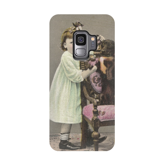 Galaxy S9 StrongFit Vintage Girl With Dog by Andrea Haase