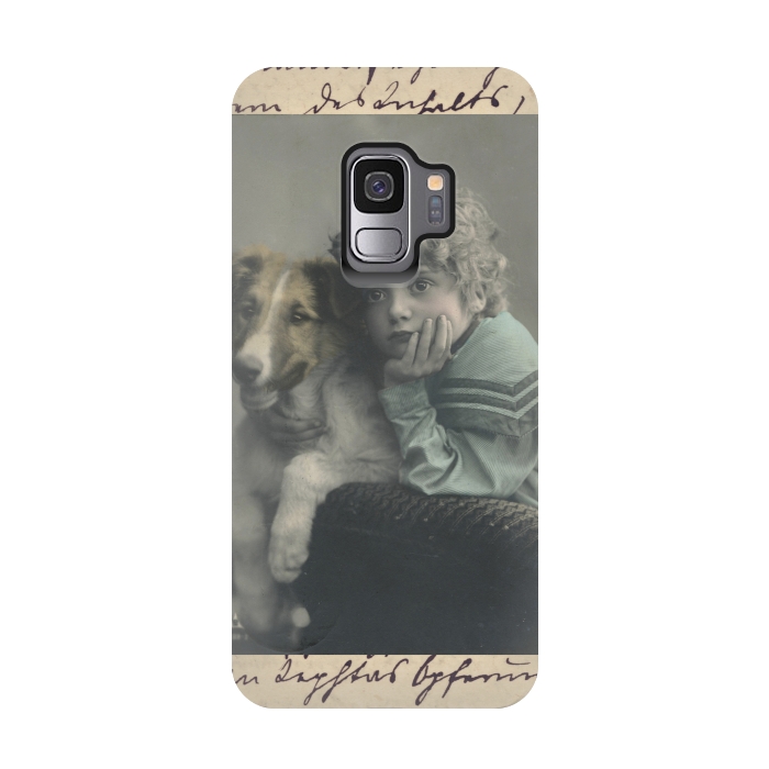 Galaxy S9 StrongFit Vintage Boy With Dog by Andrea Haase