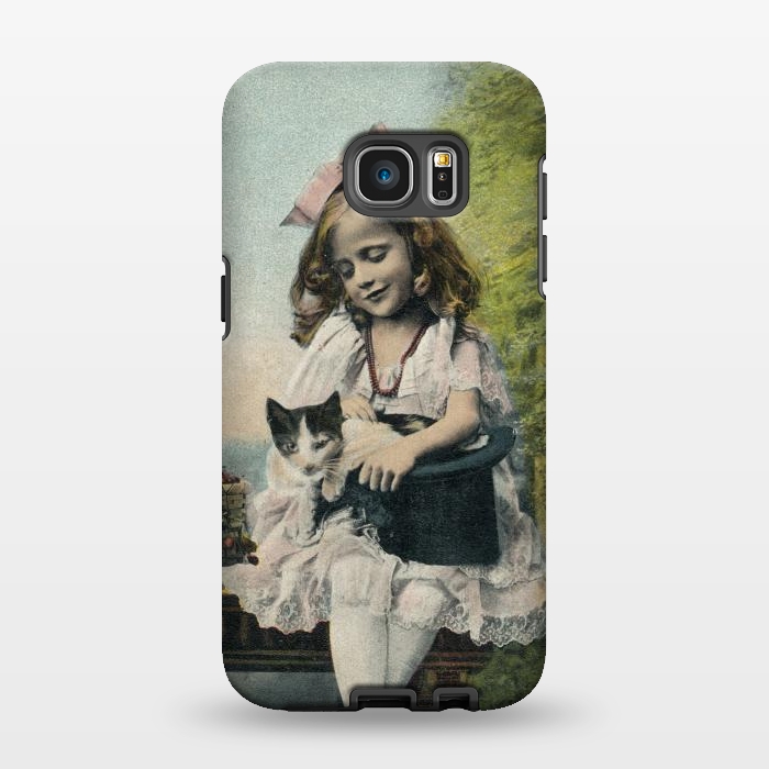 Galaxy S7 EDGE StrongFit Retro Girl With Cat by Andrea Haase
