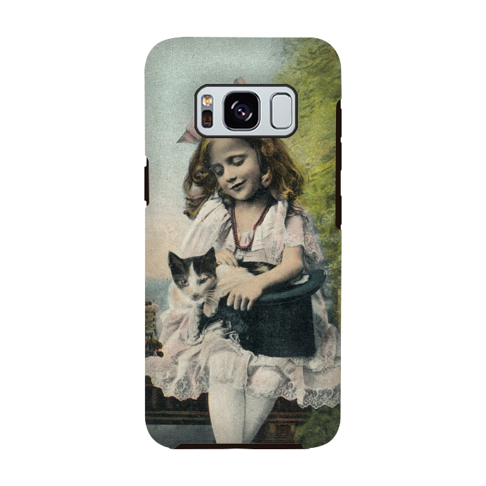 Galaxy S8 StrongFit Retro Girl With Cat by Andrea Haase