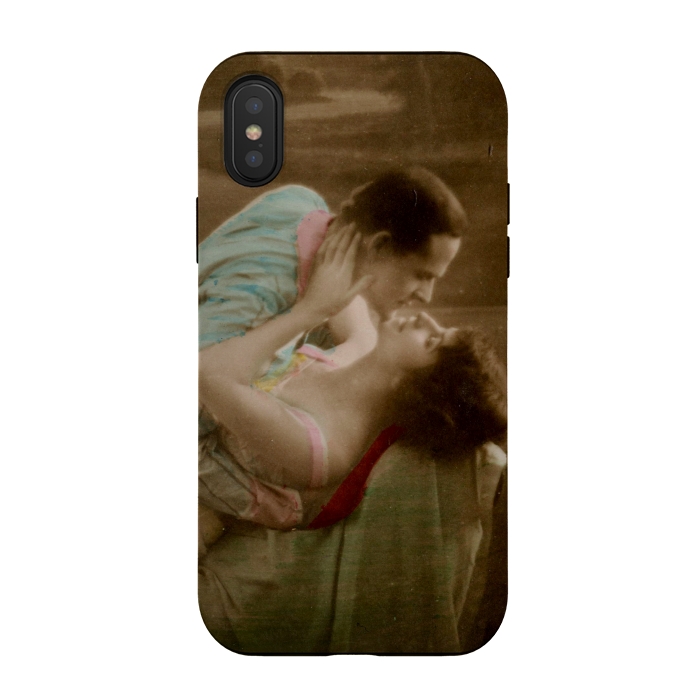 iPhone Xs / X StrongFit Old Postcard Kissing Couple by Andrea Haase