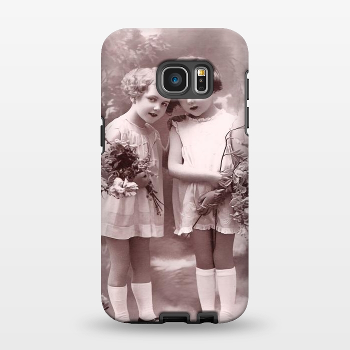 Galaxy S7 EDGE StrongFit Cute Retro Girls With Flowers by Andrea Haase