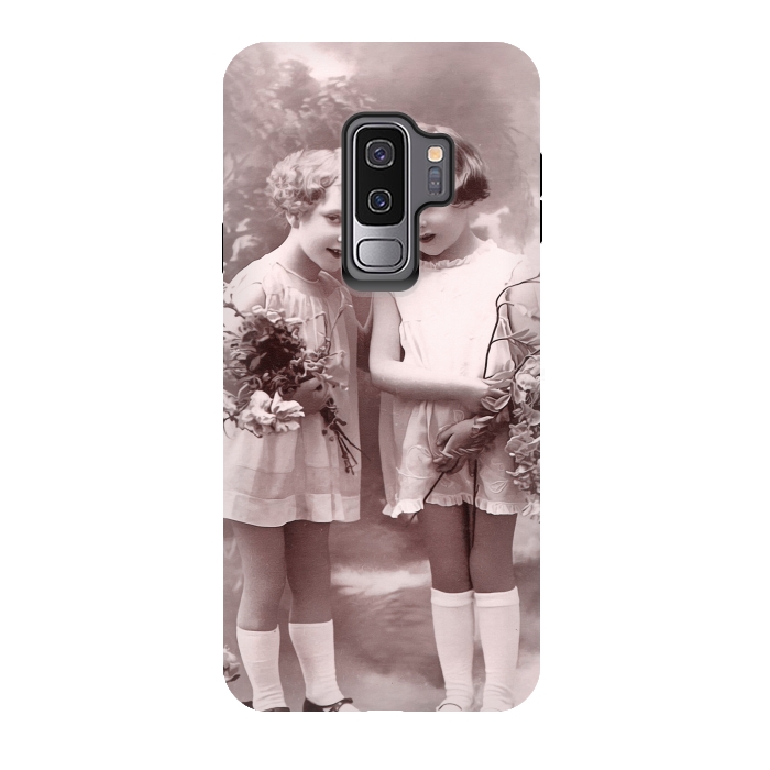 Galaxy S9 plus StrongFit Cute Retro Girls With Flowers by Andrea Haase