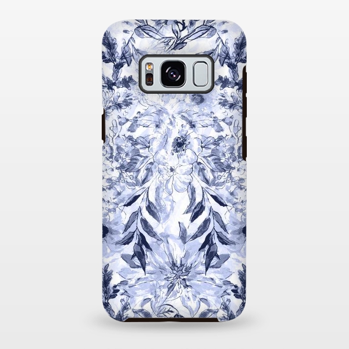 Galaxy S8 plus StrongFit Watercolor grey floral hand paint by InovArts