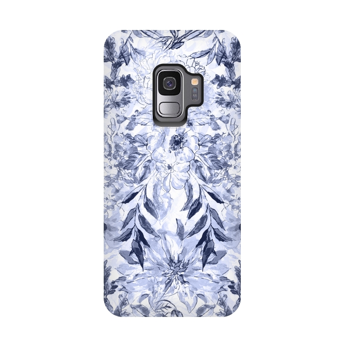 Galaxy S9 StrongFit Watercolor grey floral hand paint by InovArts