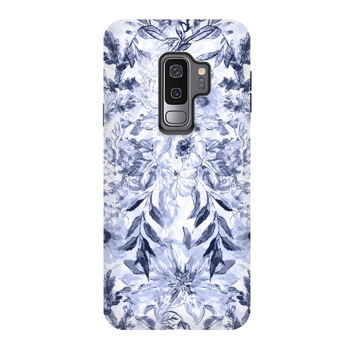 Galaxy S9 plus StrongFit Watercolor grey floral hand paint by InovArts
