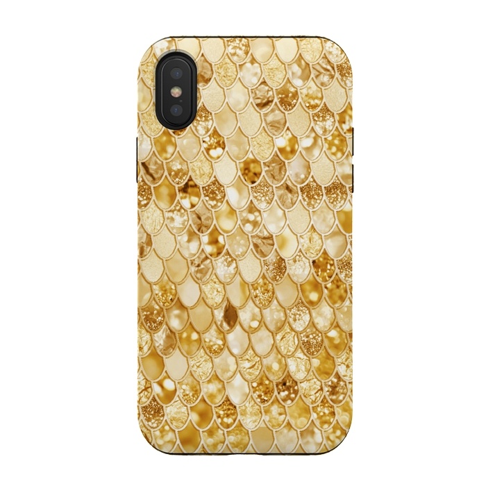 iPhone Xs / X StrongFit Gold Mermaid Scales Pattern by  Utart