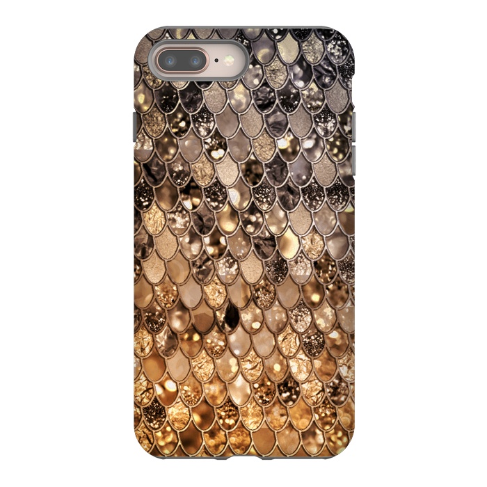 iPhone 7 plus StrongFit Old Gold and Bronze Mermaid Scales Pattern by  Utart