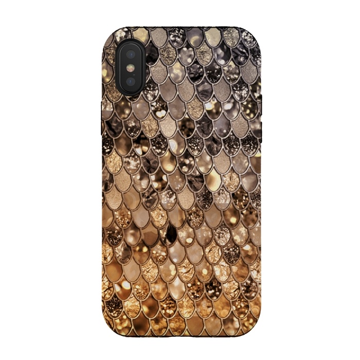 iPhone Xs / X StrongFit Old Gold and Bronze Mermaid Scales Pattern by  Utart