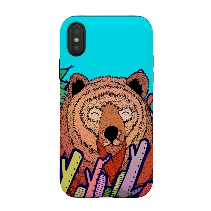 iPhone Xs / X StrongFit The bear in the leaves by Steve Wade (Swade)