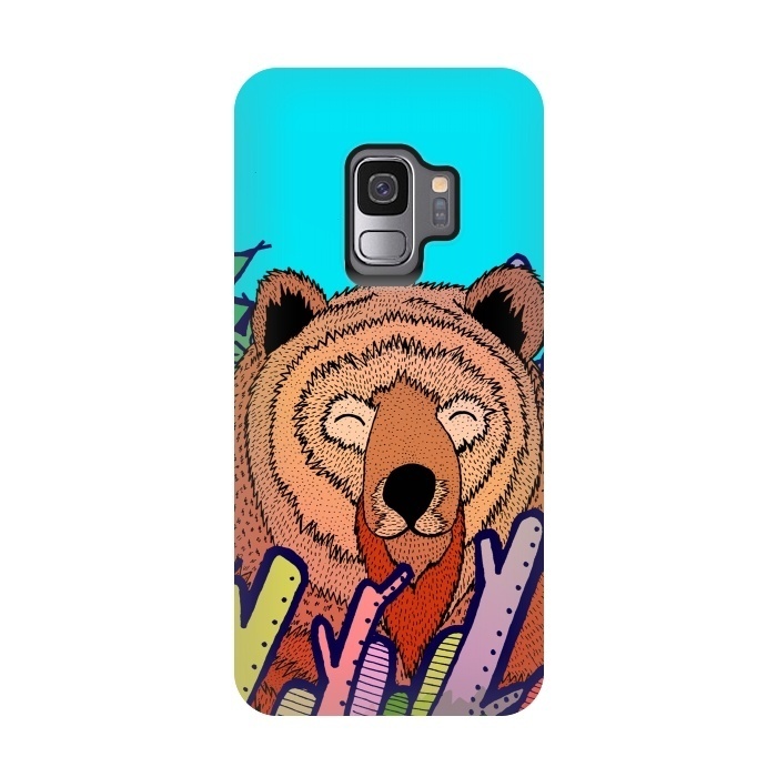 Galaxy S9 StrongFit The bear in the leaves by Steve Wade (Swade)
