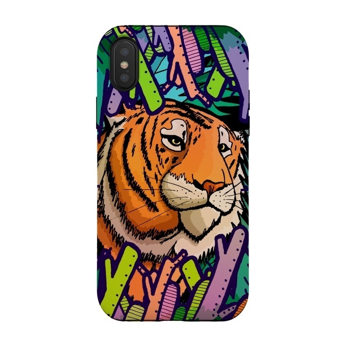 iPhone Xs / X StrongFit Tiger in the undergrowth  by Steve Wade (Swade)