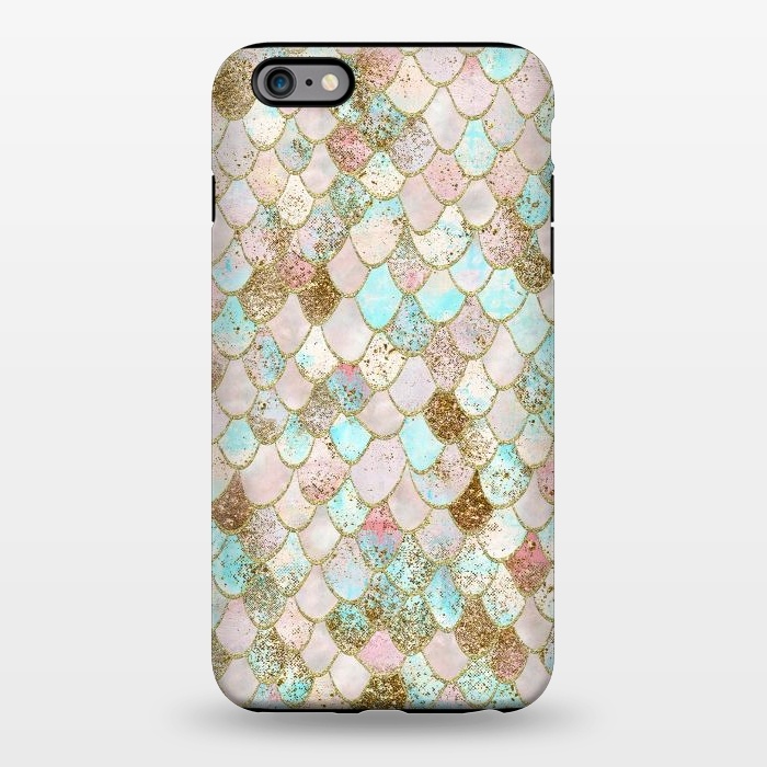 iPhone 6/6s plus StrongFit Watercolor Wonky Gold Glitter Pastel Summer Mermaid Scales  by  Utart